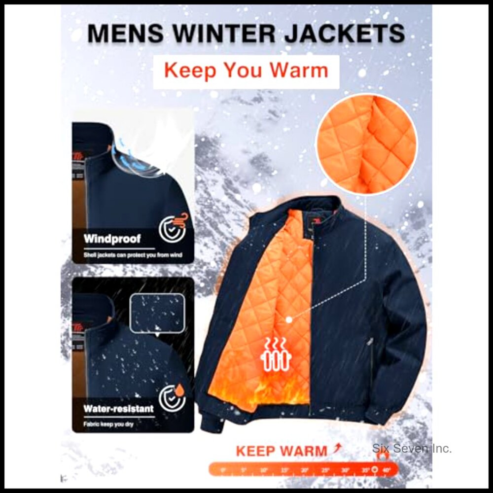 Men's Lightweight Bomber Jacket Water Resistant Windproof Quilted Full Zip - Picture 4 of 7